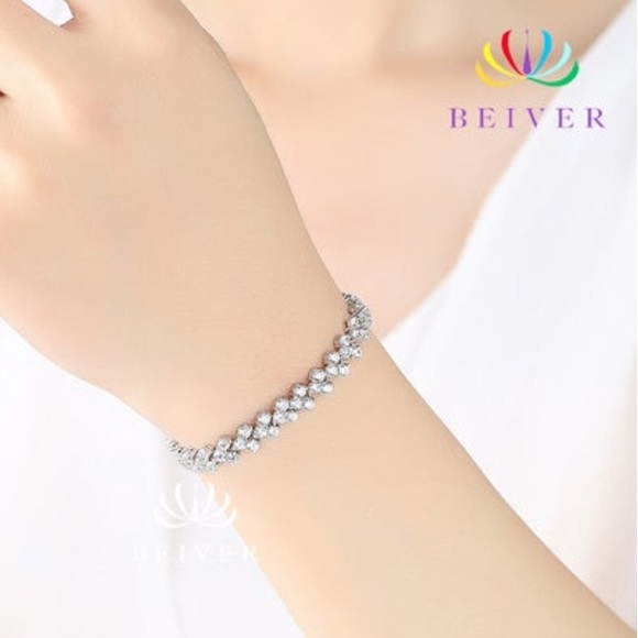 NEW White Gold CZ Tennis Bracelet NEW NWT - Picture 7 of 9